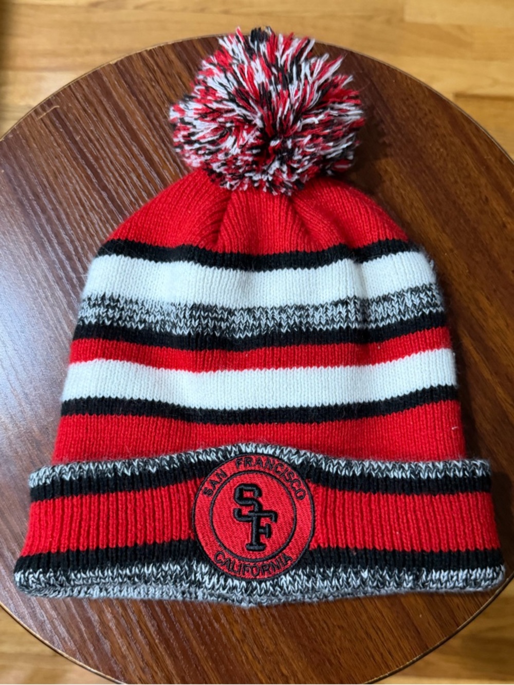Cuff Pom Pom Beanie Featuring Logo for San Francisco 49ers
